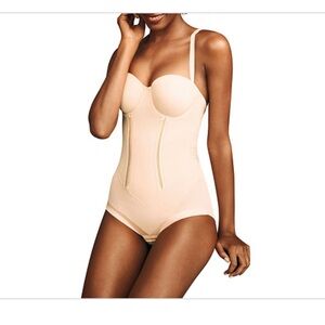 Maidenform 40C Light Cream Shapewear Bodysuit strapless